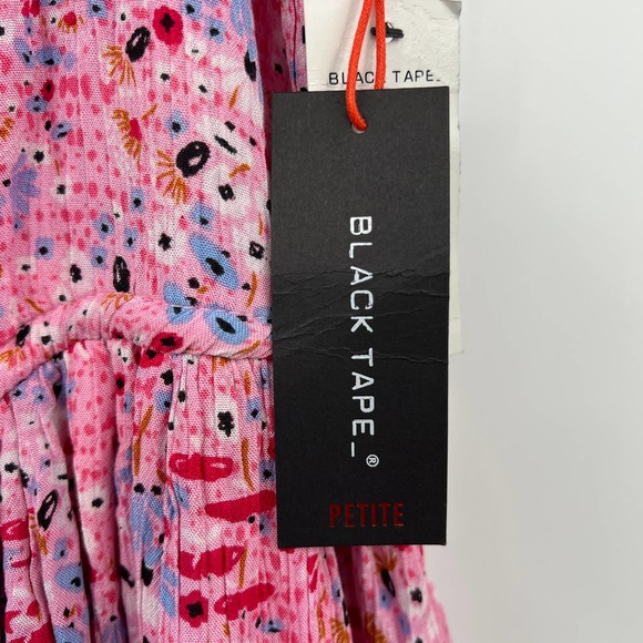 Black Tape Women's Petite Printed Drawstring-Waist Maxi Dress Cherry Blossom PM - Picture 5 of 6